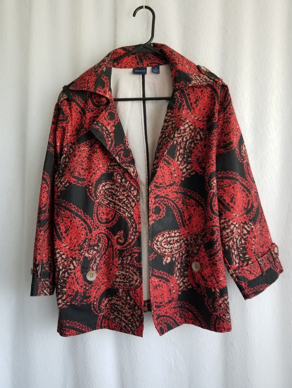 Westbound Red and Black Paisley Open Front Jacket Blazer XL